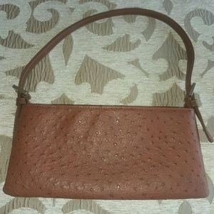Tan Leather Handbag with Polka Dotted Stitching